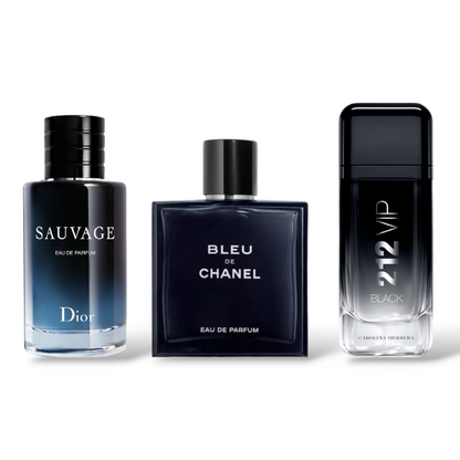 Combo de 3 perfumes -  212 Black, Bleu de Chanel, Sauvage 100ML